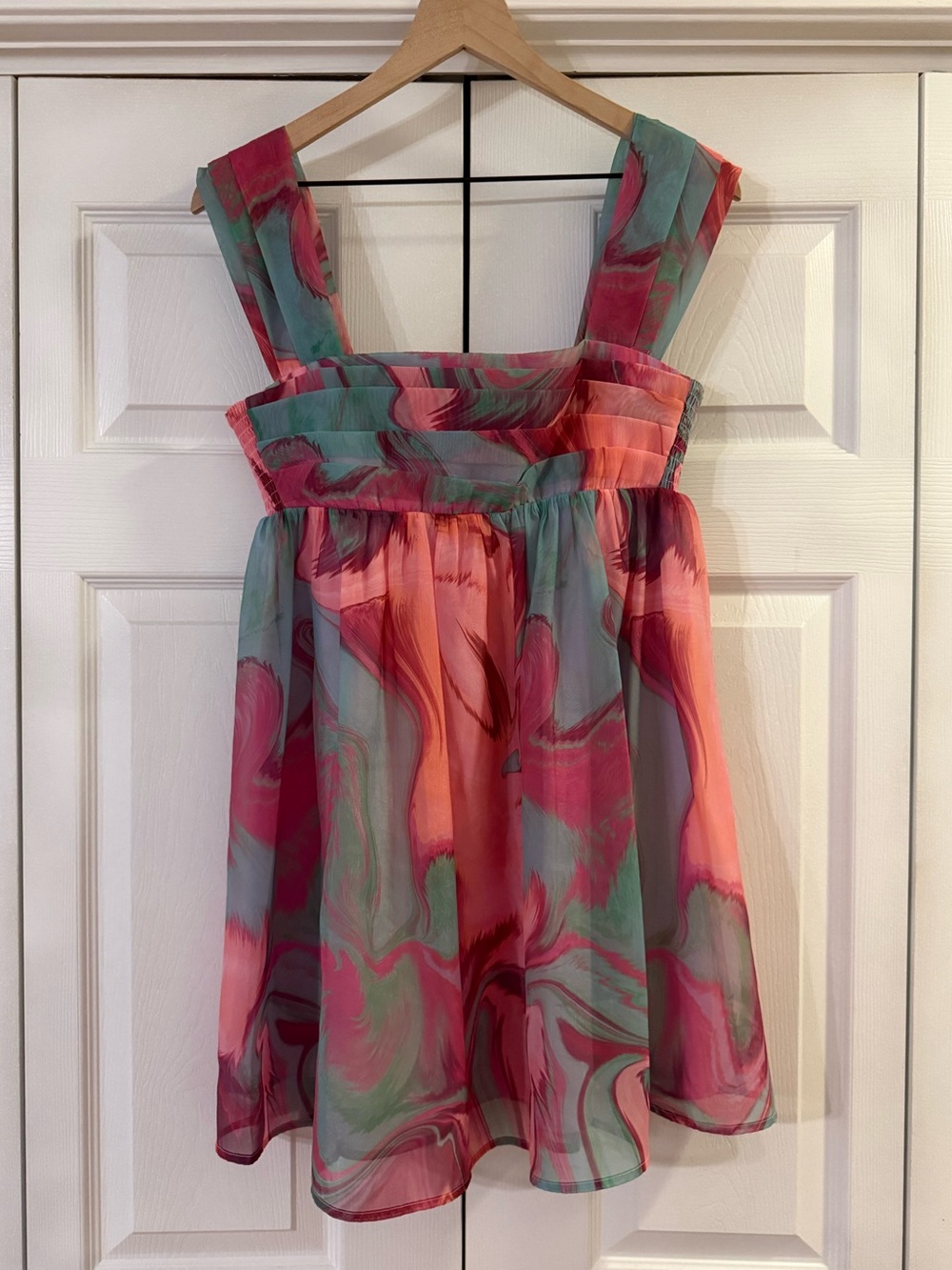 Amanda Uprichard Pink Coral Teal Printed Mini Dress